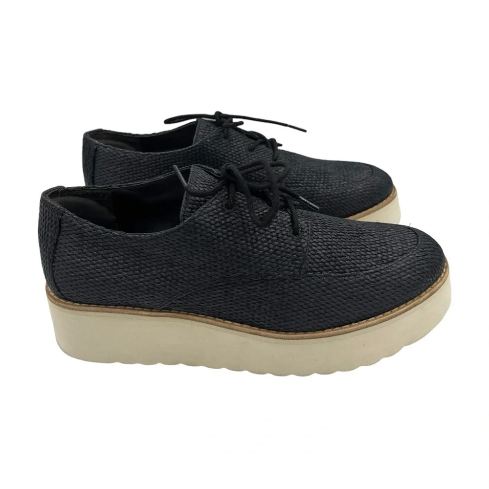 VINCE Women's Zina Raffia Platform Sneakers Black 7.5